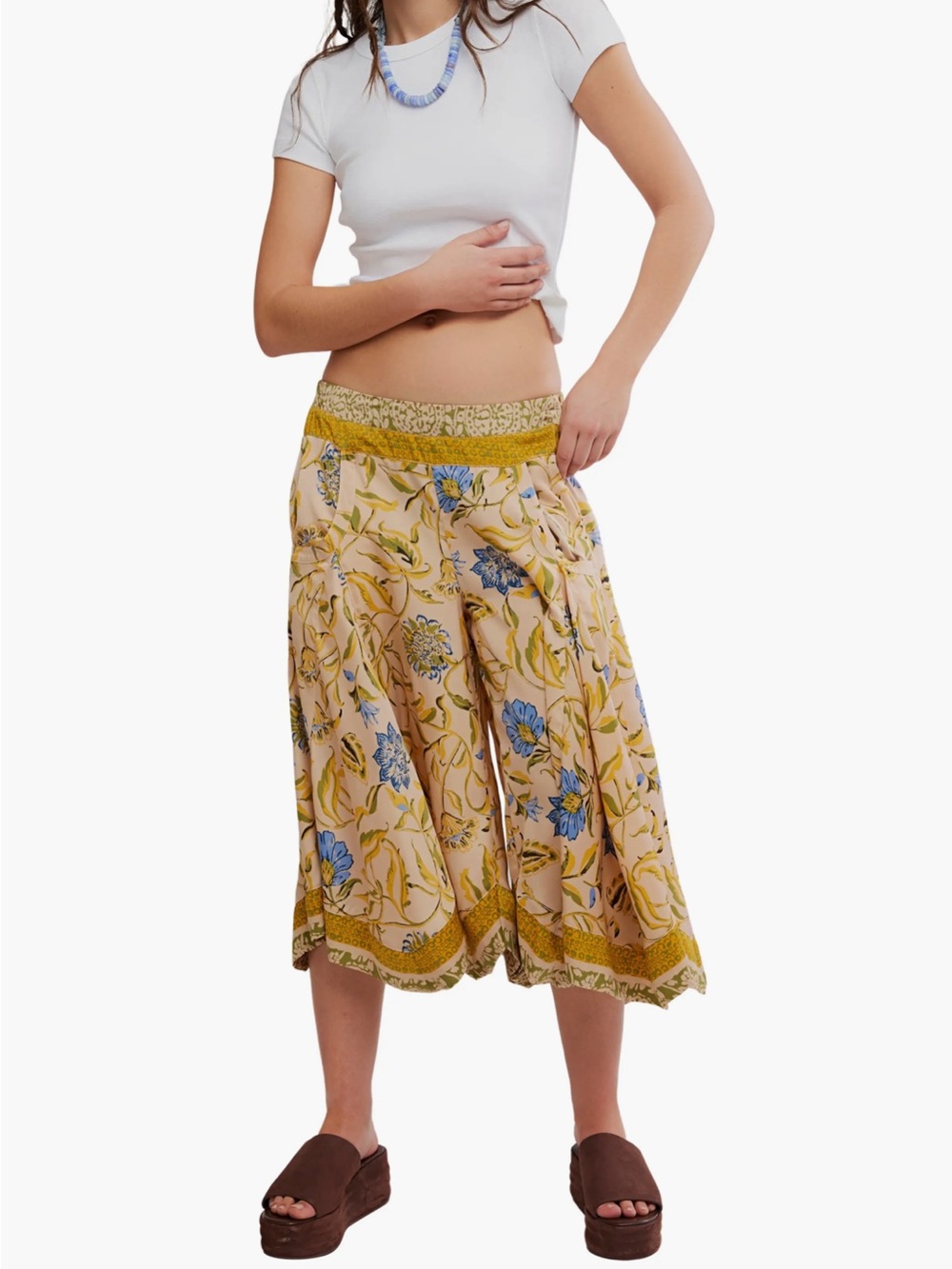 Free People Sweet Reaction Print Crop Swing Pants Size XS